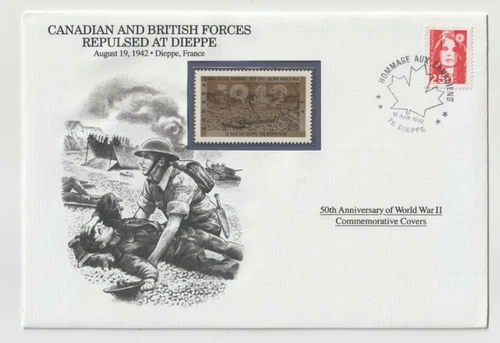 19/8/1992 France FDC - WWII - Canadian and British Forces Repulsed at Dieppe