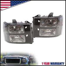 Black Headlights Left Right For 2007-2013 Gmc Sierra 1500 2500hd 3500hd