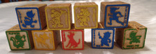 Disney Vintage 9 wood blocks Mickey Minnie Bambi Peter Pan Tramp Flower Fifer 2