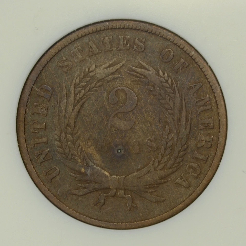 1867 ANACS F12 Two Cent * DOUBLE DIE OBVERSE * #670956 - Image 4 of 4