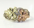 Landstrom Black Hills Sterling Silver & 12K Yellow Rose Gold Leaf Ring Size 8.5