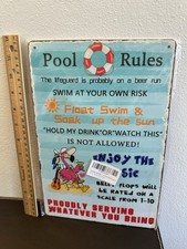 NIP Pool Rules Tin Metal Sign Home D cor Aluminum Patio Wall Decoration 12x8