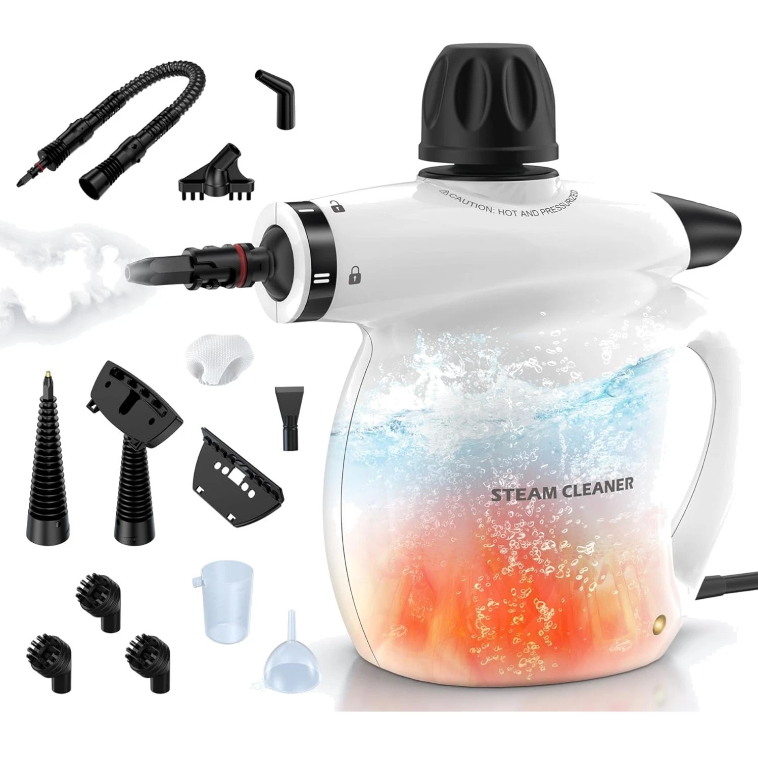 Steam Cleaner, Pressurized Handheld 13pcs Multi-Purpose Natural Deep Cleaning...