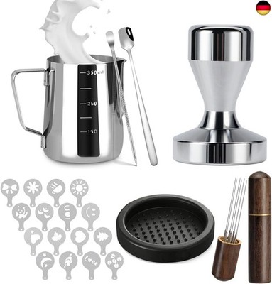 WIWU 51mm Barista Zubehör für Espresso Maschine, 22PCS Kaffee Tamper Set Inkl. 5