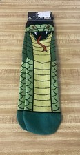 Odd Sox Knit Green Black Python Contrast Toe Cotton Blend Crew Socks Mn 6-13 NWT