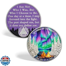 CHURYUML One Day at a Time 10 Year Sobriety Coin - Ten Year Sober Chip, Non-R