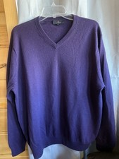 Alashan Unisex 90 Merino Wool 10 Cashmere Sweater Purple L V-Neck Comfort