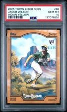 2025 Topps X Bob Ross The Joy Of Baseball Jacob Wilson Indian Yellow /25 PSA 10