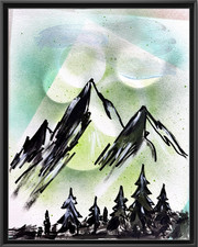 Original Mixed Media Art Painting 11x14 Mountain Abstract HEAVY PAPER Rutenberg