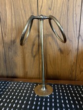Vintage Brass Towel Bar Holder Bathroom Decor MCM Vanity Top 12 2 Rings Double