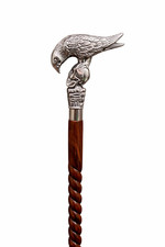 Vintage Style Crow Skull Head Walking Cane Silver Handle Wooden Stick Gothic New