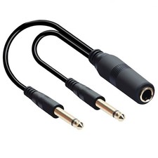 6.35mm Male to Double 6.35mm Female 1/4 TS Mono Microphones Cable for Speaker