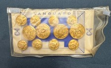 Vintage Vanguard US Army Buttons Set of 12 Gold Eagle Coat Cuff NOS