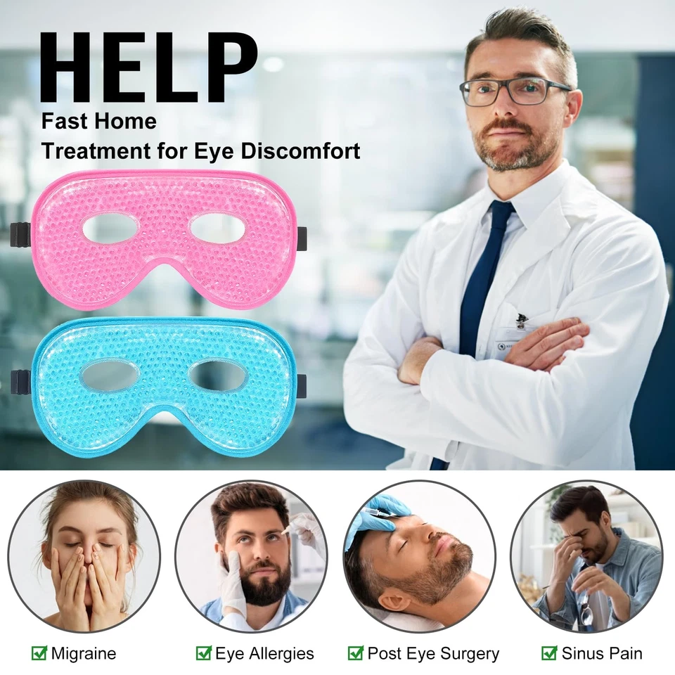 Gel Eye Mask, 2 Pack XL Jumbo Size Cooling Ice Masks for Puffy Eyes for Men &... - Image 4 of 4
