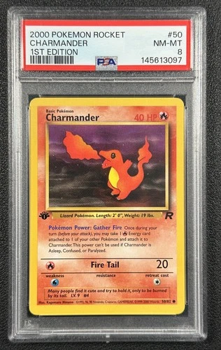 CHARMANDER PSA 8 2000 POKEMON TEAM ROCKET FIRST EDITION #50/82 097
