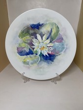 Handpainted Water Lily Art Plate 26cm Signed Jeanette A Hawkins