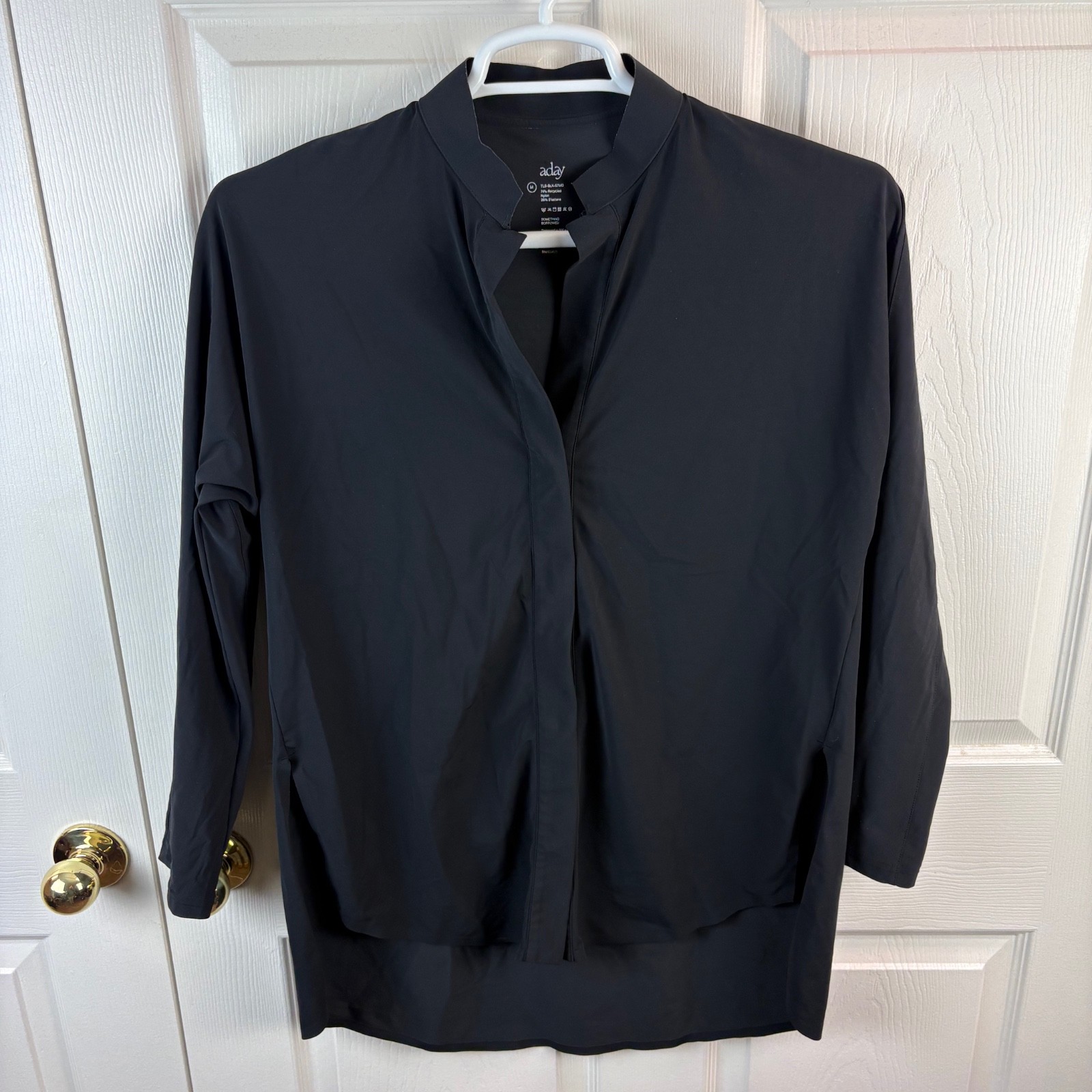 Aday Something Borrowed Button Front Black Top Me… - image 1