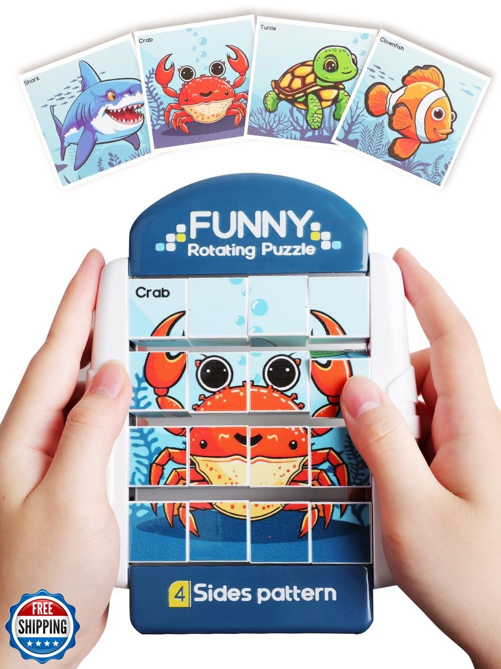 16-Piece Rotating Puzzle Set for Toddlers Ages 2-6 - Road Transport Theme