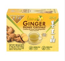Lemon Ginger Tea Instant Ginger Honey Crystals, 10 Sachets -Prince of Peace