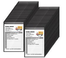 80 Pack Dry Erase Pockets Job Ticket Holders Black Clear Reusable 12x18.6"