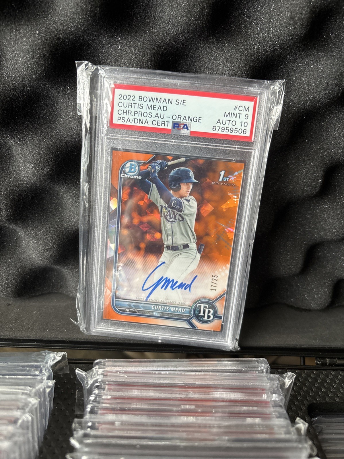 2022 Bowman Sapphire Edition CHR Prospects Autograph Curtis Mead #CM Orange /25 