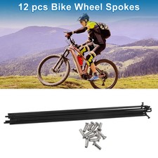 1 Set 14G 207mm Length Bicycle Spokes Nipple 304 Stainless Steel Black Universal