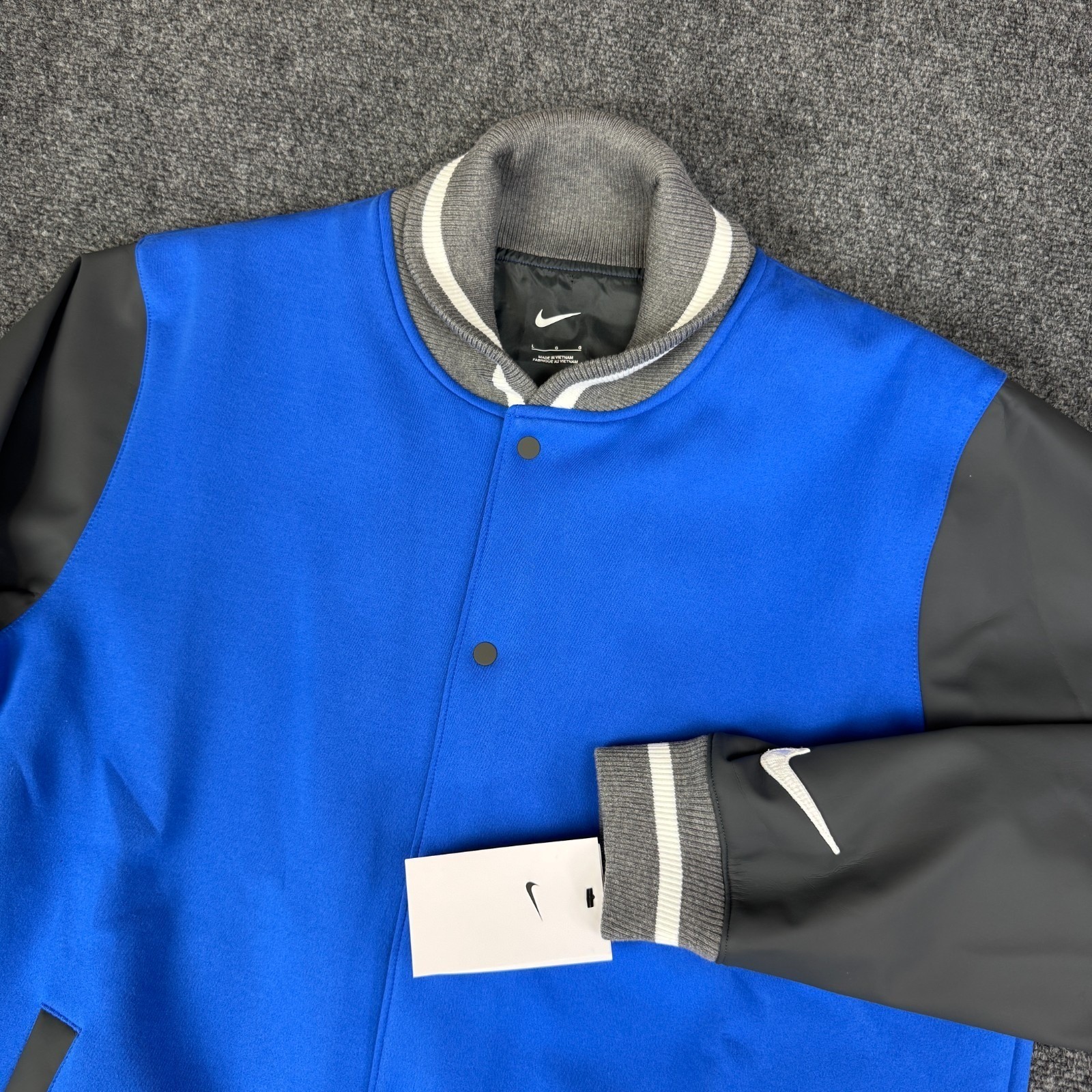 Nike Team Player Letterman Jacket Mens Large (L) Blue Gray DJ5971-493 NWT