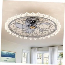  Ceiling Fans with Lights, 24'' Flush Mount Lighting Fan, Low 24 Inch Crafted