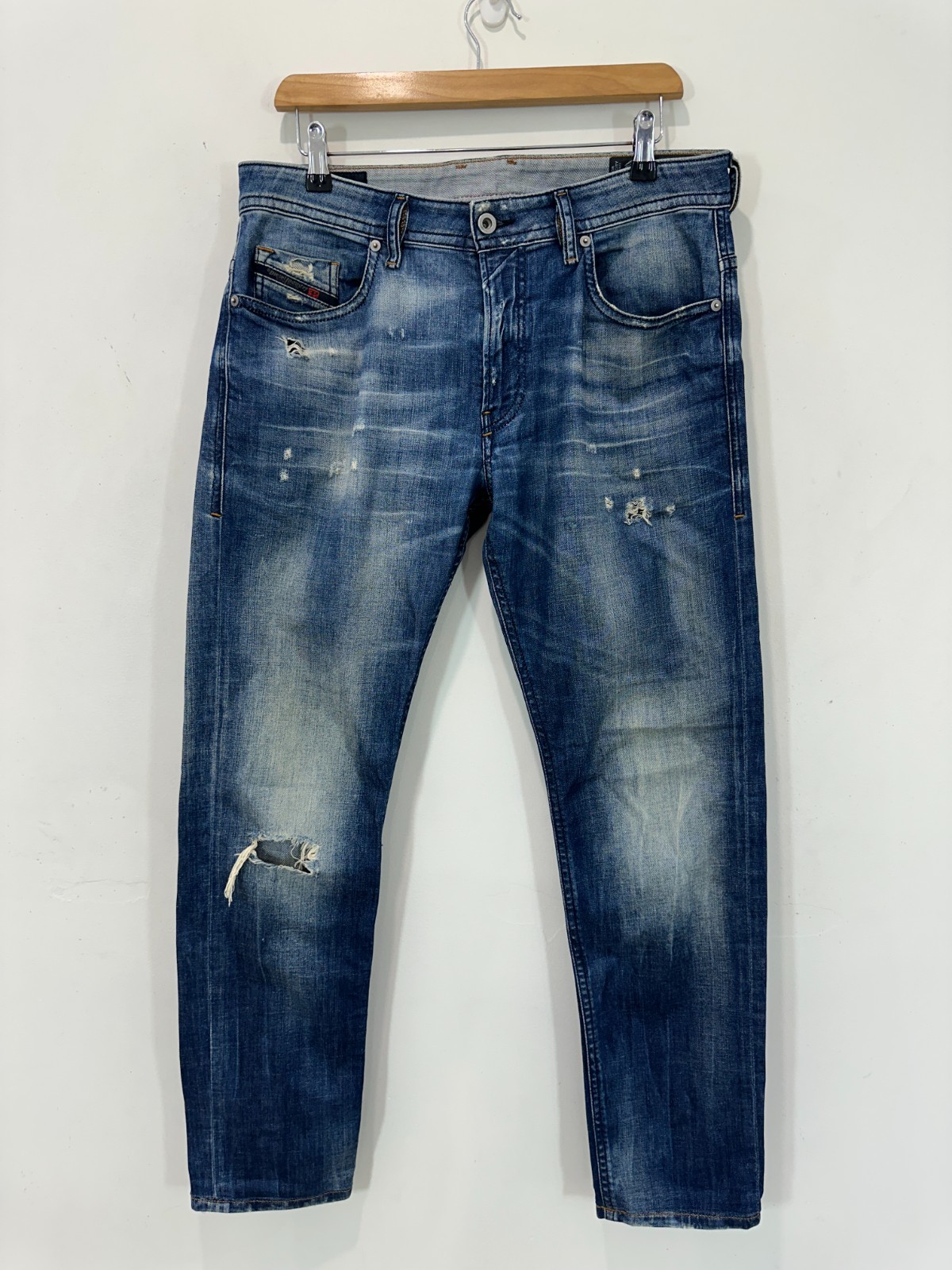 Diesel Slim Skinny Jeans Men 32x34 (Actual 32x30) Blue Denim Distressed Zip Fly