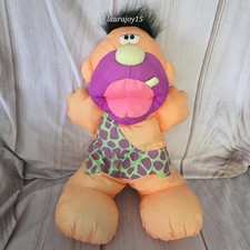Fisher Price Puffalumps Caveman Nylon Toy Grunts Squeaker Neon 15 Inch 1992