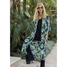 Rachel Zoe Tropical Palm Print Cover-Up Duster NWT One Size