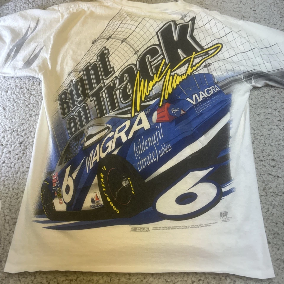 Camisa Vintage NASCAR Mark Martin 6 Viagra L42 - Imagem 4 de 4