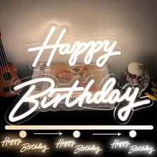 Happy Birthday Neon Sign - 3 Color Modes Happy Birthday Sign 17" - USB Happy ...