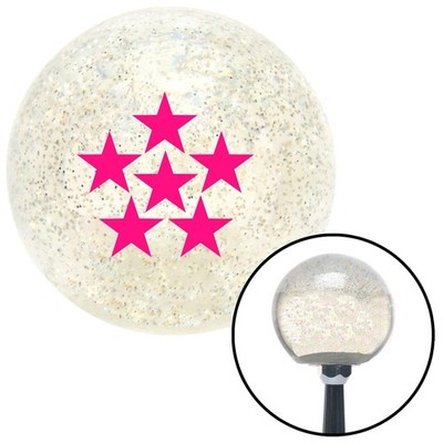 Pink 6 Star Formation Clear Metal Flake Shift Knob w/ M16x1.5 Insert Shifter