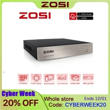 ZOSI H.265+8CH 5MP Lite DVR with 0TB/1T/2T Hard Drive for Security Camera System