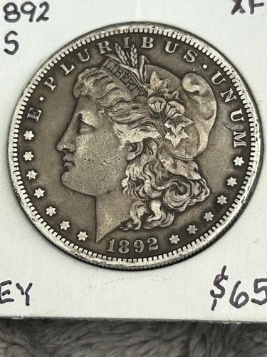 KEY 1892-S MORGAN SILVER DOLLAR. XF and never cleaned. All original.