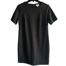Old Navy Black Ponte Shift Shirt Dress Pleated Zip Front Size XS
