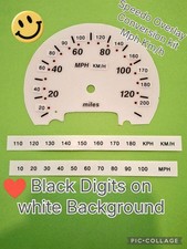 Speedo Speedometer Overlay Conversion kit Stickers mph kph kmh Dials Black White
