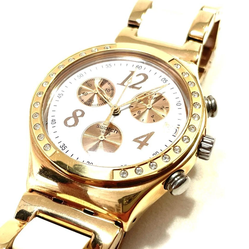 Swatch Irony YCG406G Cronógrafo Hombre Cuarzo Redondo Oro Rosa 40m Cerámica Analógico Foto 4 de 4