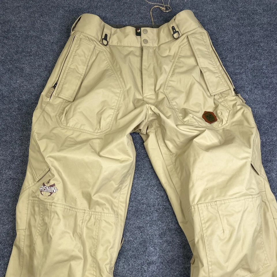 Burton Ronin Snow Pants Mens Medium Tan Waterproof Cargo Vented Snowboard Nylon - Image 2 of 4