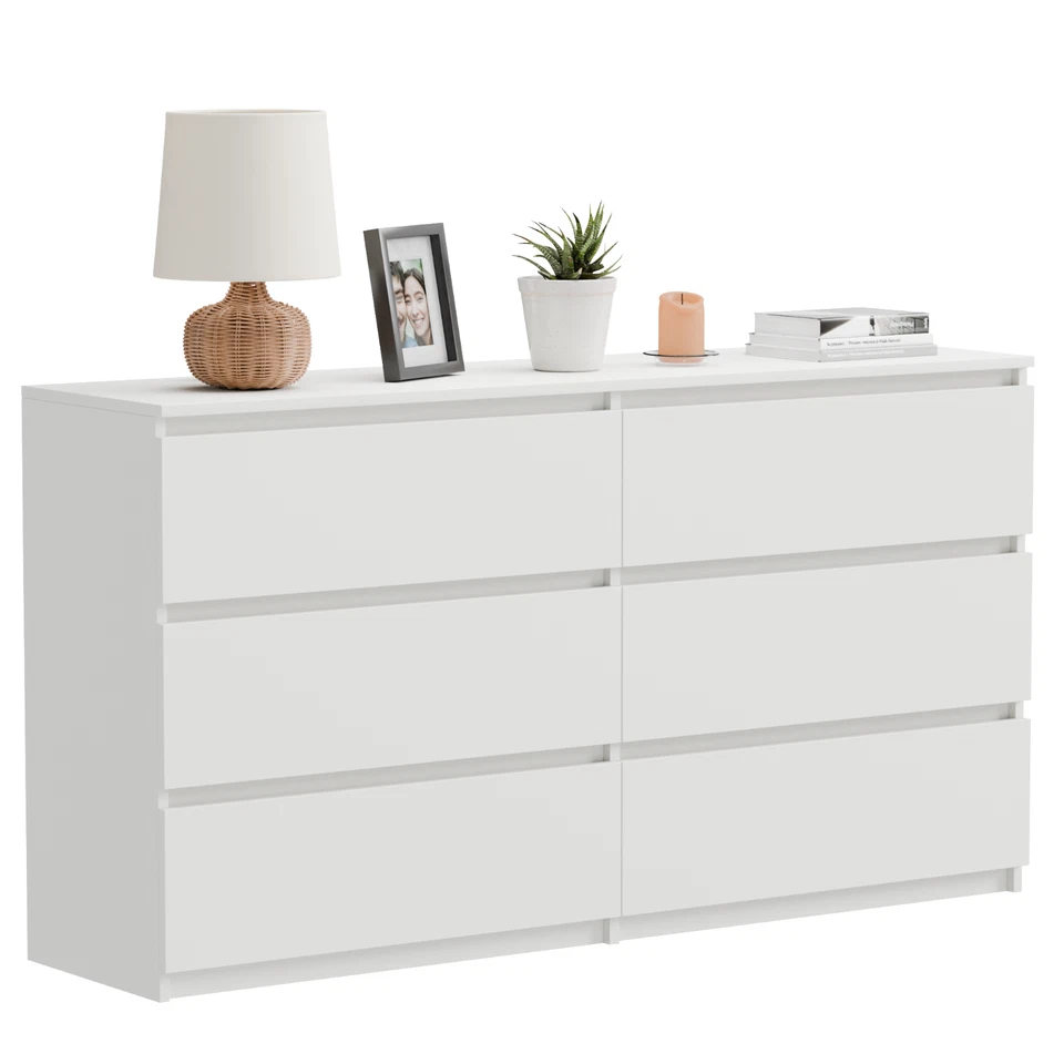 Kommode Schubladenschrank 119x77x34 cm, weiß matt, 6 Schubladen, viel Stauraum - Bild 3 von 4