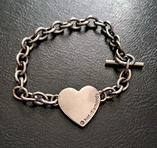 Hot Diamonds Serling Silver Heart Charm Bracelet With Small Diamond  Bar Clasp.