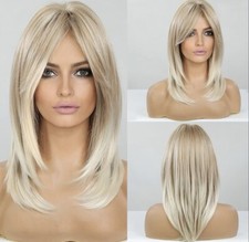 Blonde Wig Curtain Bangs Heat Resistant