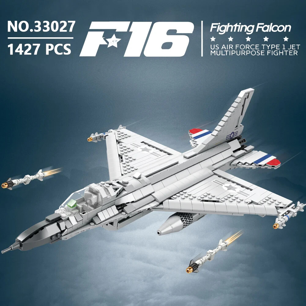 ミニチュアフレーム #16 F-16 Falcon Fighter Jet MOC Building Blocks Set, Military Plane