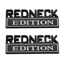 2x Black White REDNECK EDITION Emblem Car Side Front Trunk Badge Decal Sticker
