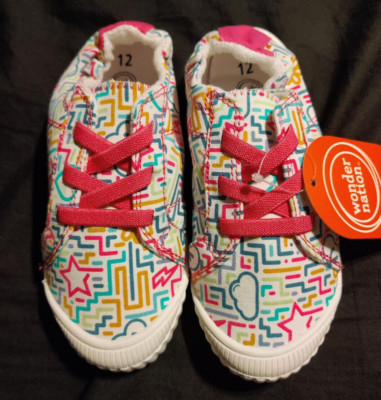 Wonder Nation Toddler Girl Slip-On Casual Bump Toe Sneaker Size 12
