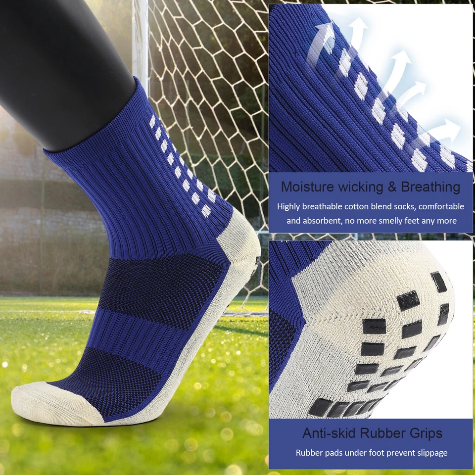 Men's Anti Slip Football Socks Athletic Long Socks Absorbent Sports Grip US Sell - Image 4 of 4