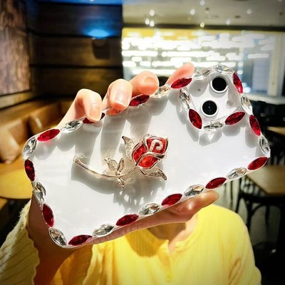 For OPPO Realme Case Glitter Diamond Rose Luxury Flash Phone Cover Women Girls