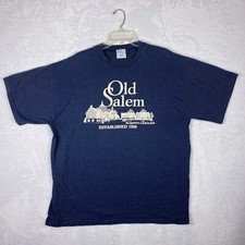 Vintage Old Salem Shirt Mens X-Large Blue Made In USA Cotton Polyester Soft