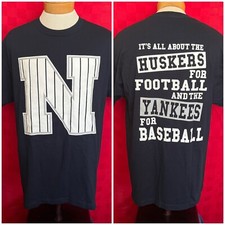 NEW York Yankees x Nebraska Cornhuskers Fan Shirt Size Large Baseball Football